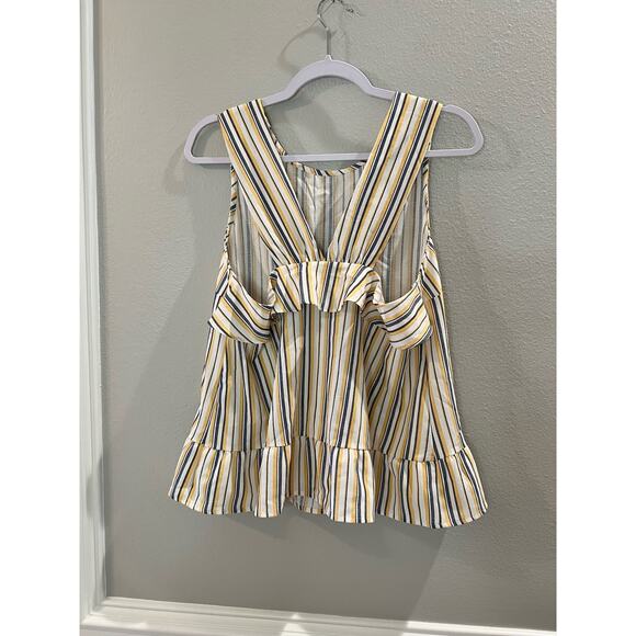 Andree by Unit Women's Sleeveless Yellow Denim Striped Tank Top Blouse Size M - Picture 2 of 7